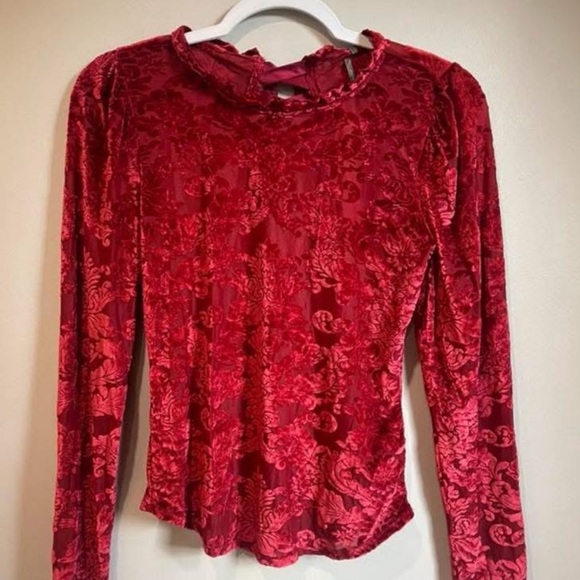 Anthropologie velvet lace up top - Picture 2 of 3